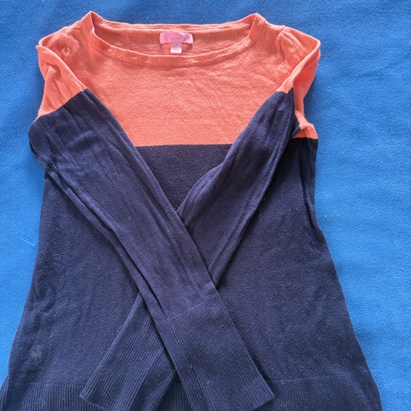 Lilly Pulitzer Women's Sweater - Coral and Navy - Picture 1 of 3
